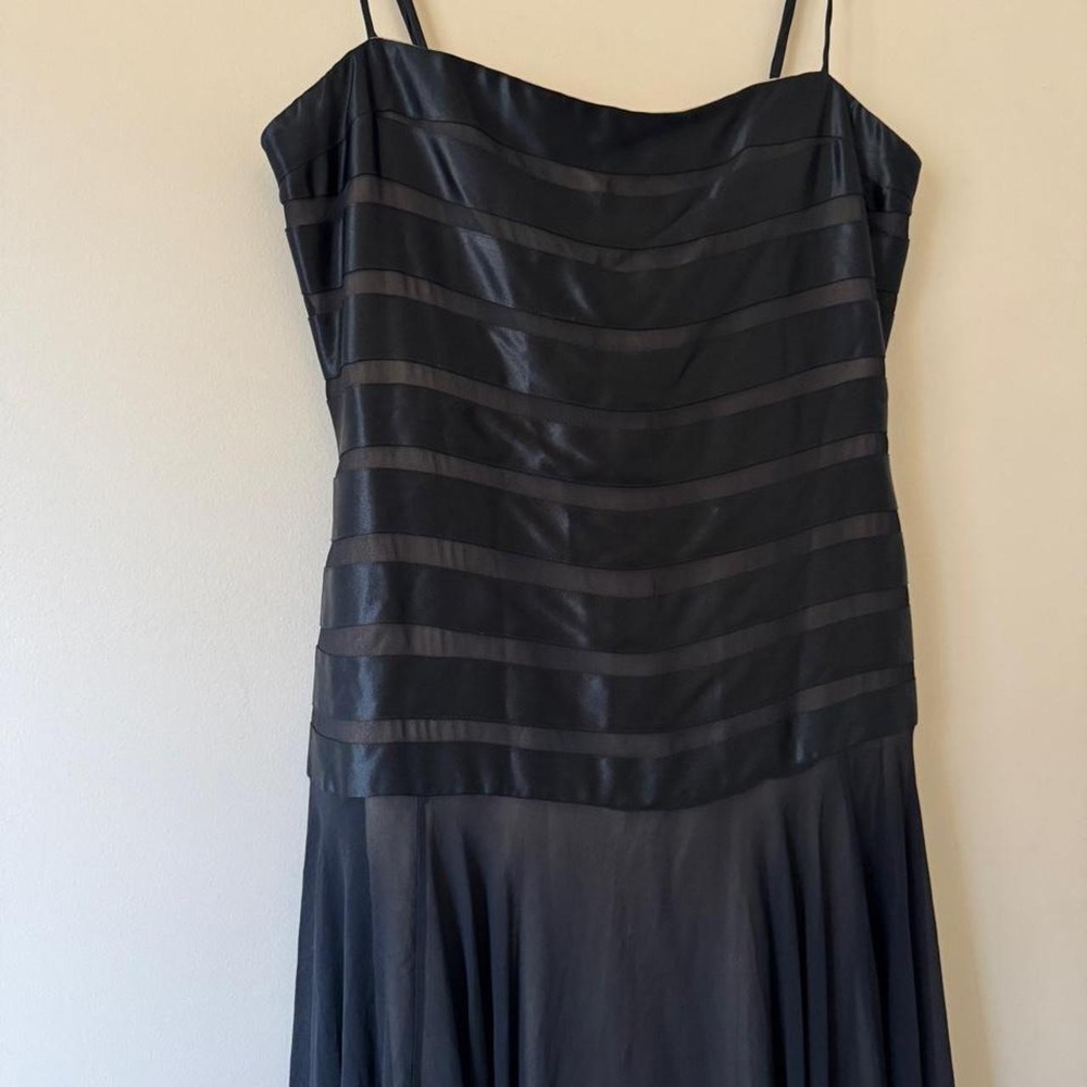 Vintage BCBG Max Azria Black Silk Dress Whimsi Goth 90s Y2K 100% Stripe - Picture 2 of 8